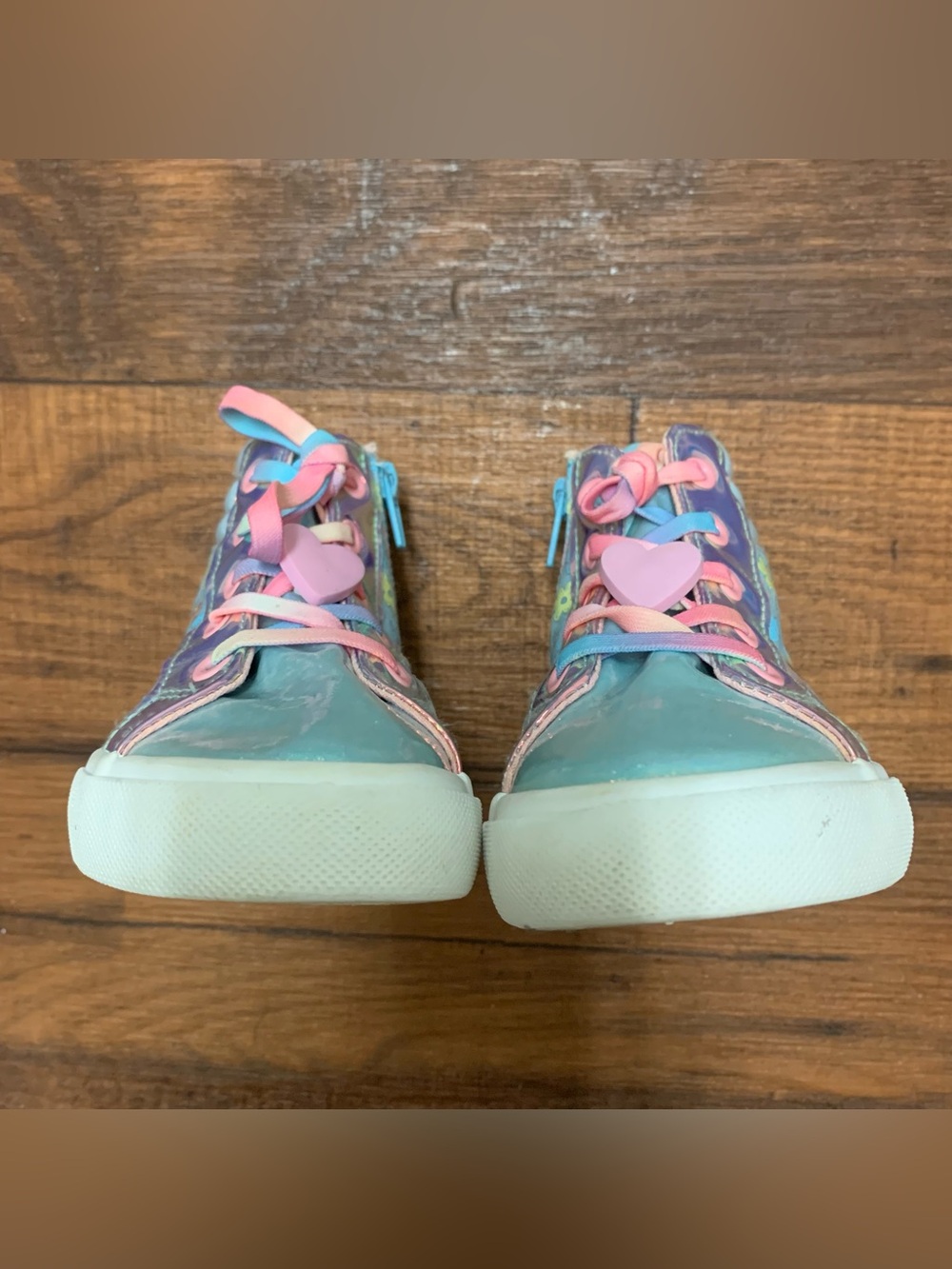 Bluey Toddler Girls Size 12 Ground Up Iridescent High Top Sneakers Blue Pink - Picture 6 of 9